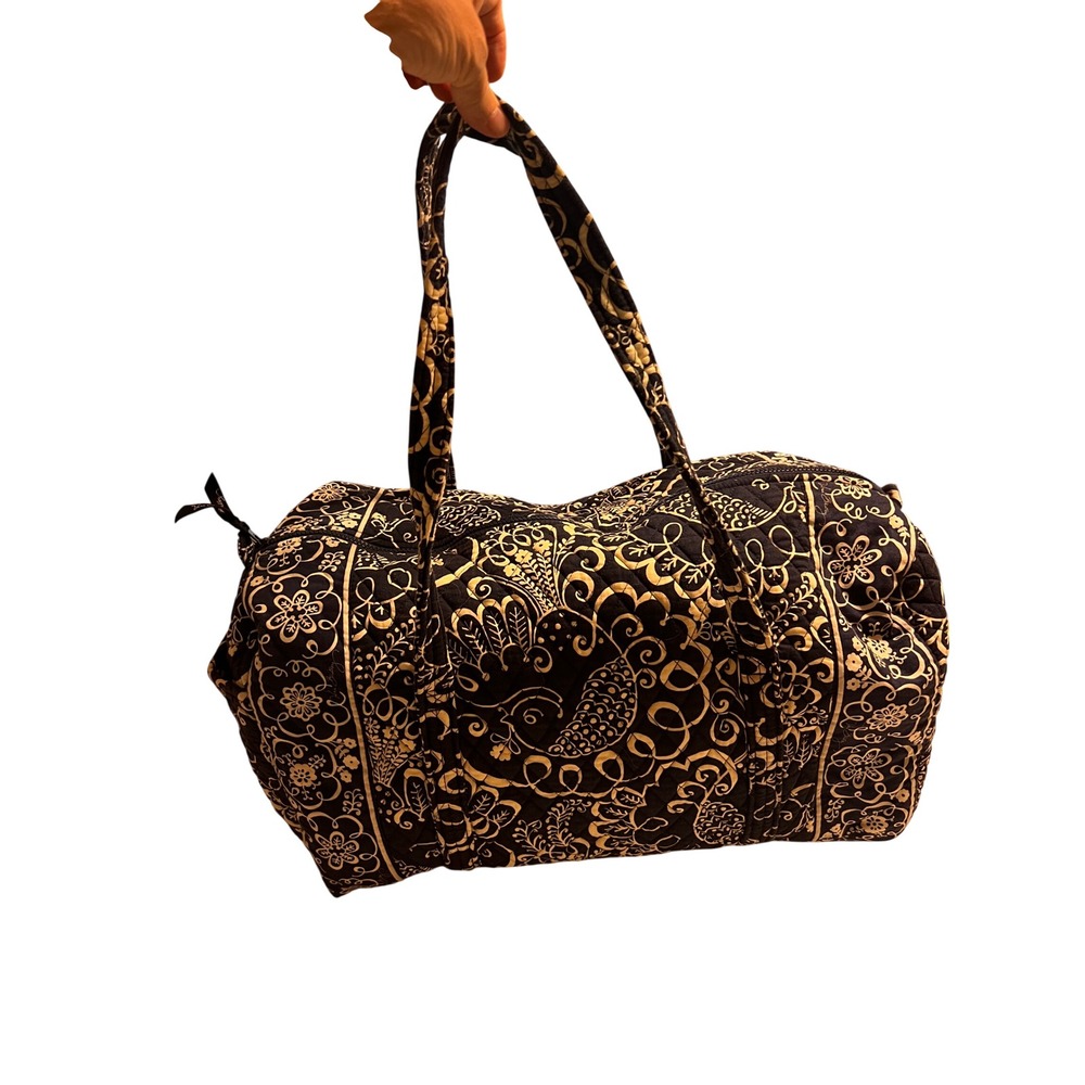Vera Bradley Quilted Cotton Large Duffel Bag  Retired "Twirly Birds Navy" EUC